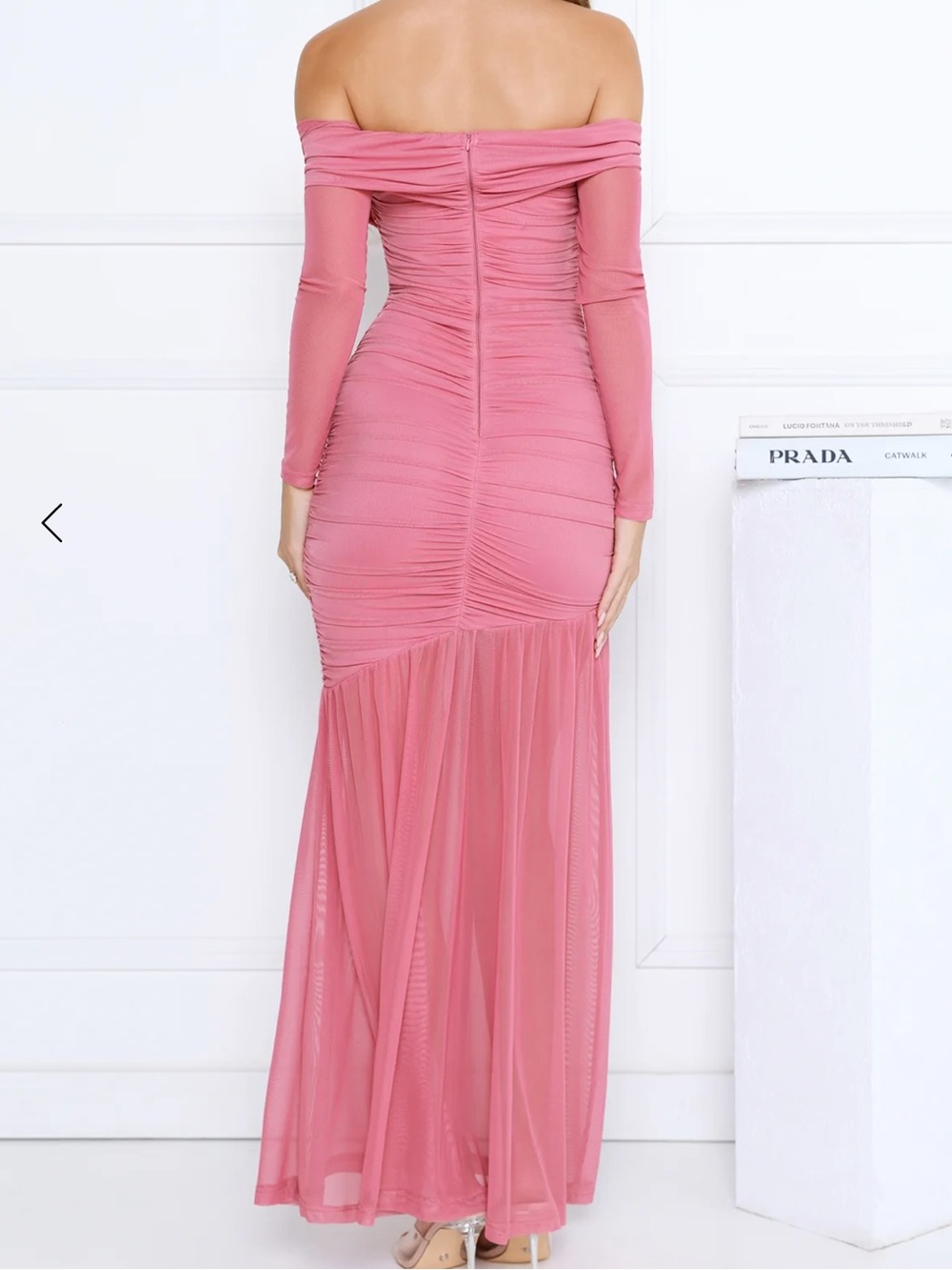 Hello Molly Pretty Allure Off Shoulder Pink Ruched Maxi Dress - Picture 3 of 3